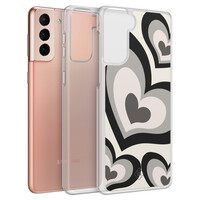 Casimoda Samsung Galaxy S21 hybride hoesje - Hart swirl zwart