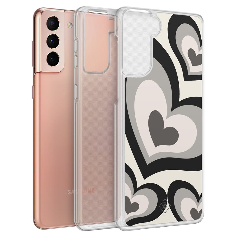 Casimoda Samsung Galaxy S21 hybride hoesje - Hart swirl zwart