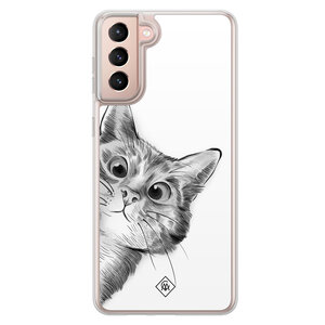 Casimoda Samsung Galaxy S21 hybride hoesje - Kat kiekeboe