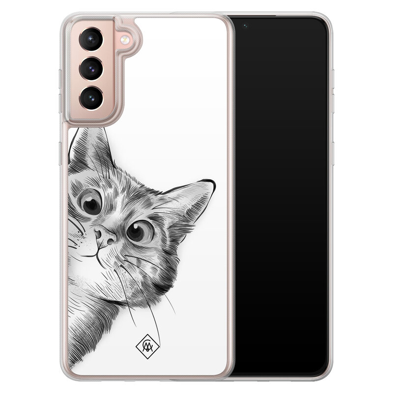 Casimoda Samsung Galaxy S21 hybride hoesje - Kat kiekeboe