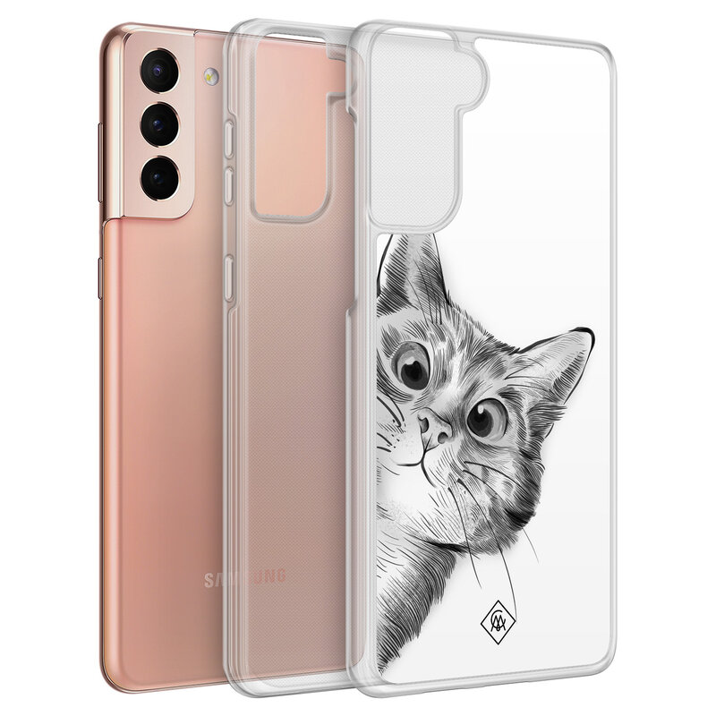 Casimoda Samsung Galaxy S21 hybride hoesje - Kat kiekeboe