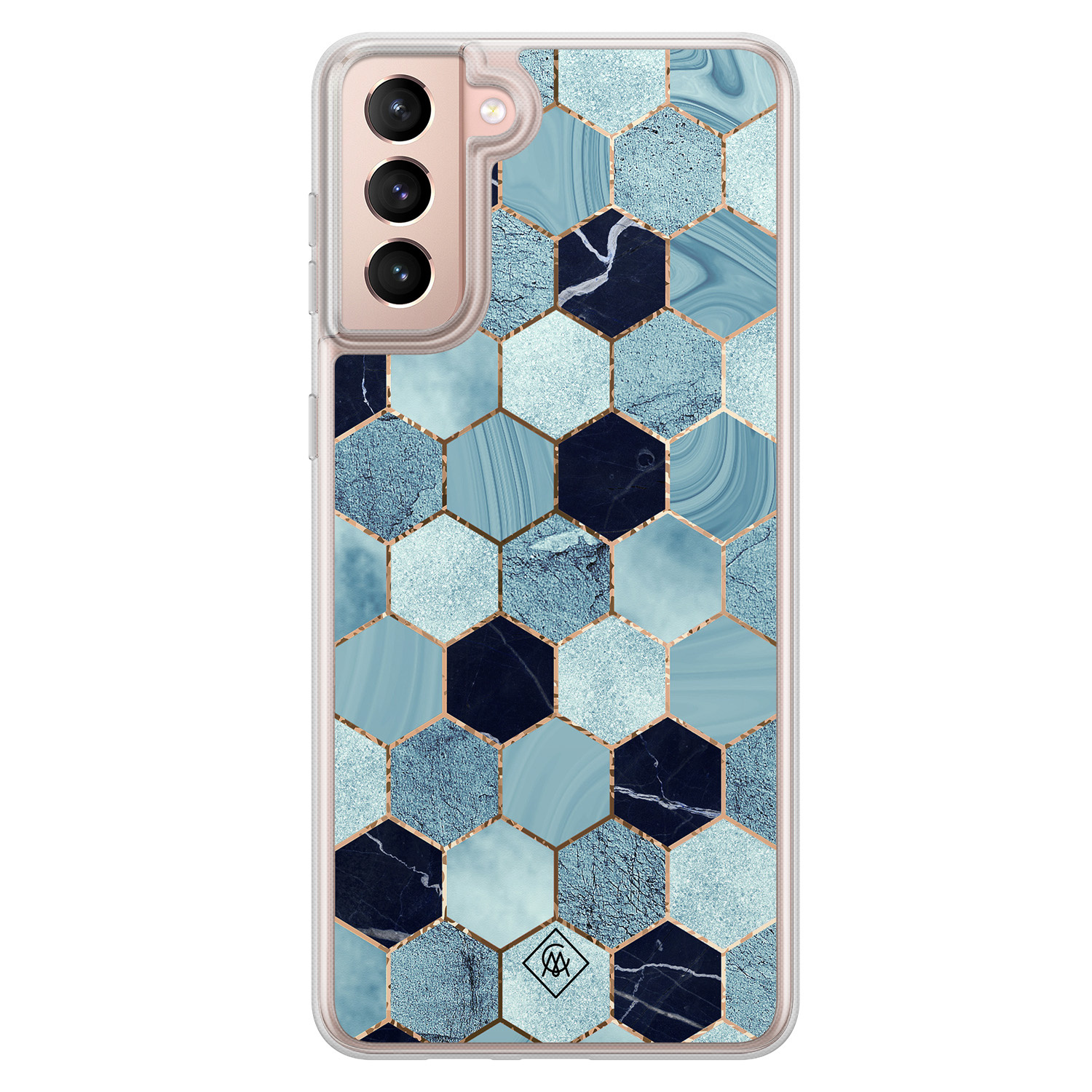 Samsung Galaxy S21 Plus hybride hoesje Blue cubes