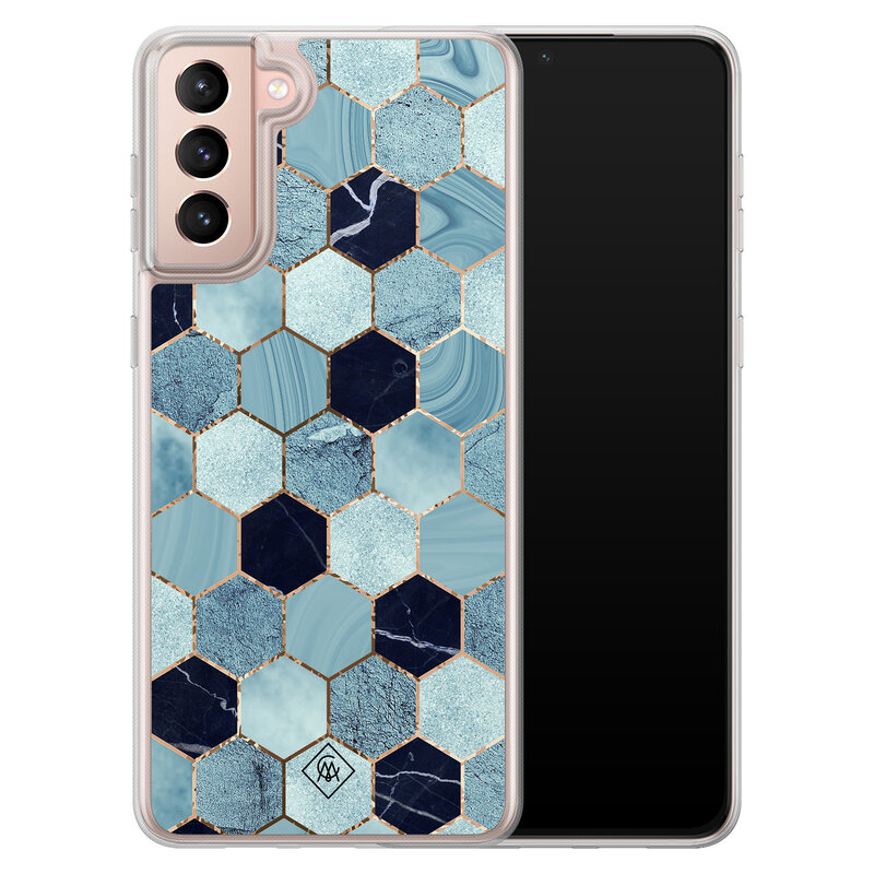 Casimoda Samsung Galaxy S21 Plus hybride hoesje - Blue cubes