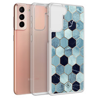 Casimoda Samsung Galaxy S21 Plus hybride hoesje - Blue cubes