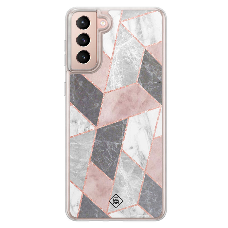 Casimoda Samsung Galaxy S21 Plus hybride hoesje - Stone grid