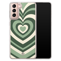 Casimoda Samsung Galaxy S21 Plus hybride hoesje - Groen hart swirl