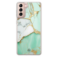 Casimoda Samsung Galaxy S21 Plus hybride hoesje - Marmer mintgroen