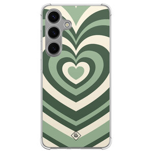 Casimoda Samsung Galaxy S24 Plus shockproof hoesje - Groen hart swirl