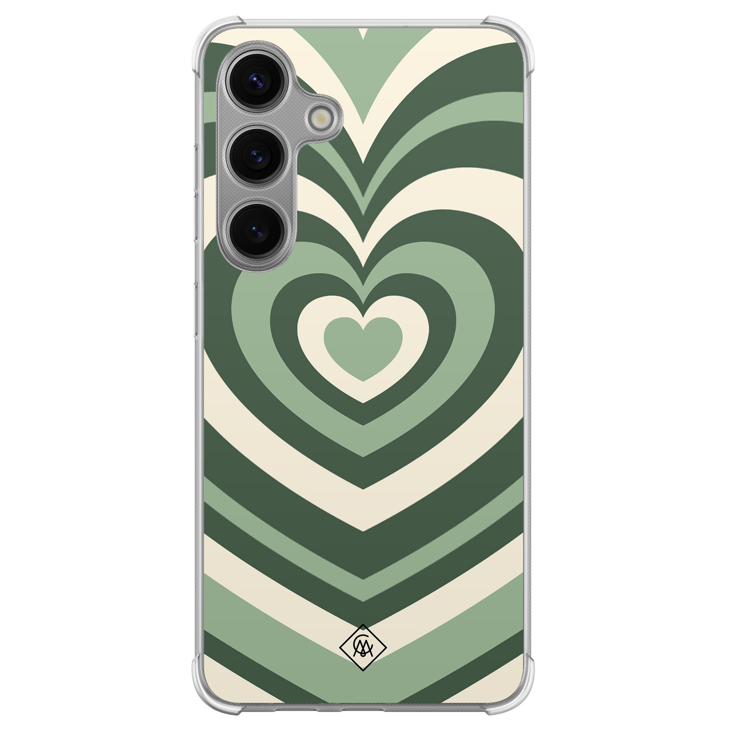 Samsung Galaxy S24 Plus shockproof hoesje - Groen hart swirl