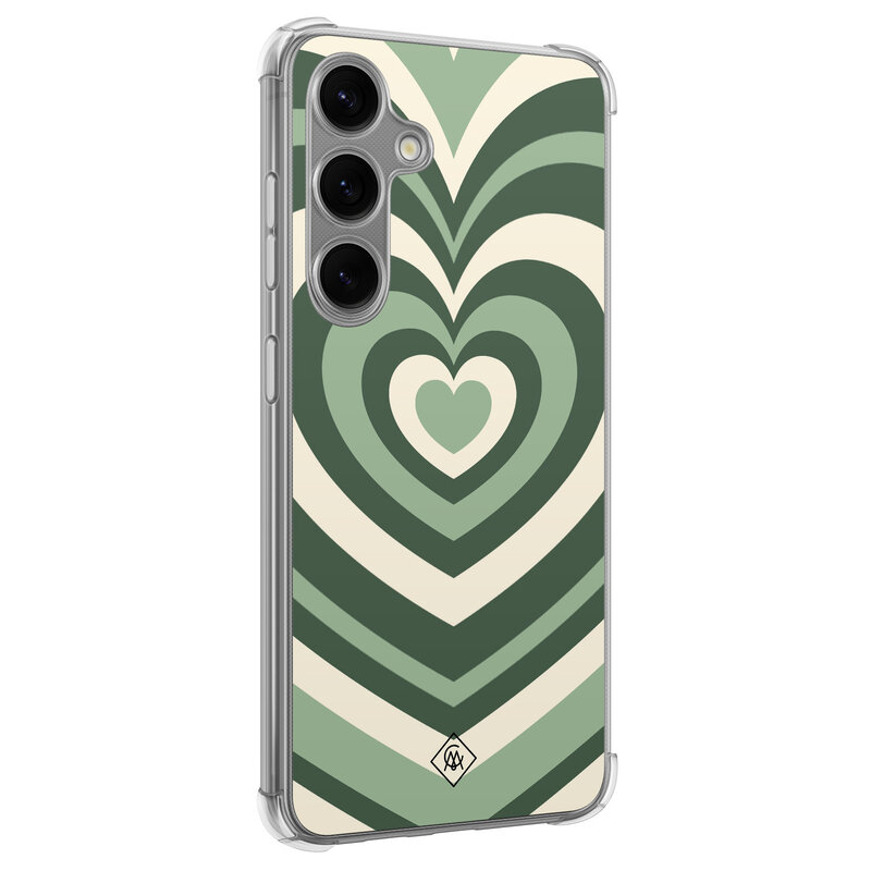 Casimoda Samsung Galaxy S24 Plus shockproof hoesje - Groen hart swirl