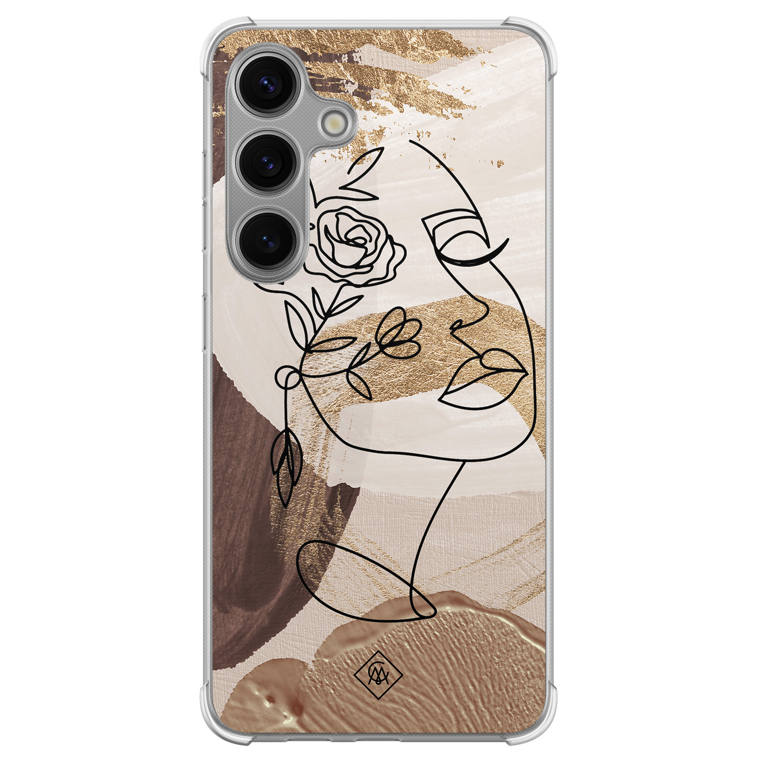 Samsung Galaxy S24 Plus shockproof hoesje - Abstract gezicht bruin