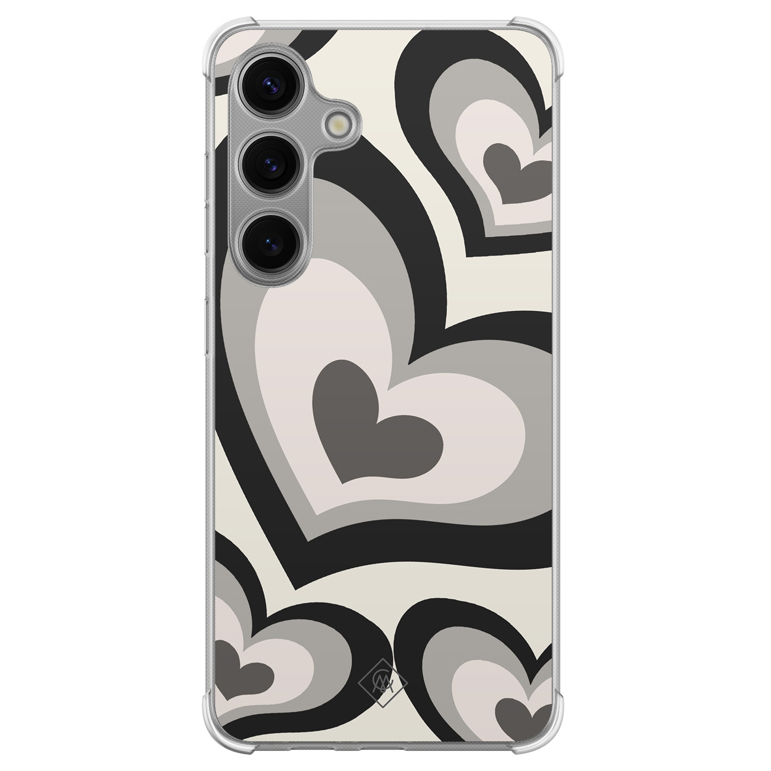 Samsung Galaxy S24 Plus shockproof hoesje - Hart swirl zwart