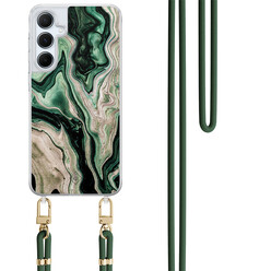 Casimoda Samsung Galaxy A55 hoesje met groen koord - Green waves