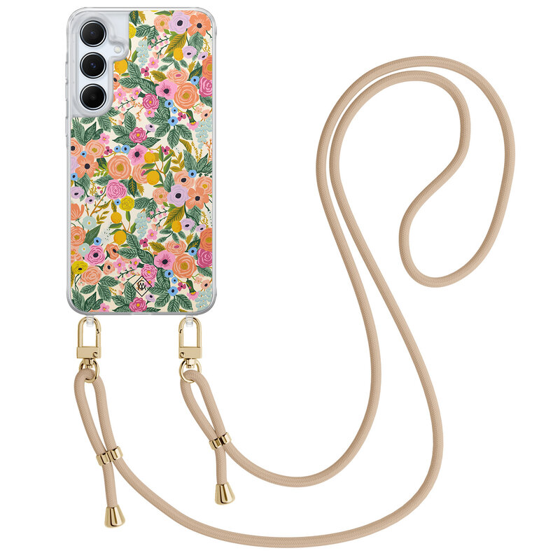 Casimoda Samsung Galaxy A55 hoesje met beige koord - Pink garden