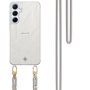 Casimoda Samsung Galaxy A55 hoesje met grijs koord - Vive la vie