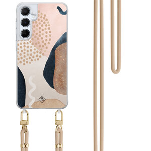 Casimoda Samsung Galaxy A55 hoesje met beige koord - Abstract dots