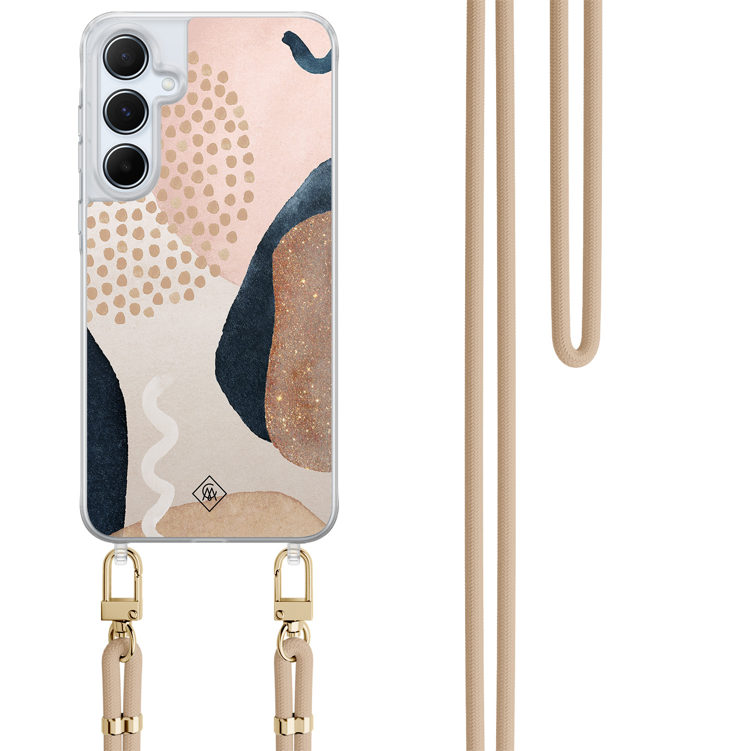 Samsung Galaxy A55 hoesje met beige koord - Abstract dots