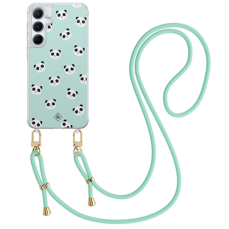 Casimoda Samsung Galaxy A55 hoesje met mint koord - Panda print