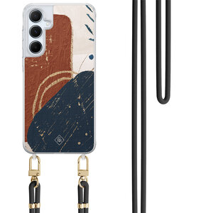 Casimoda Samsung Galaxy A55 hoesje met zwart koord - Abstract terracotta