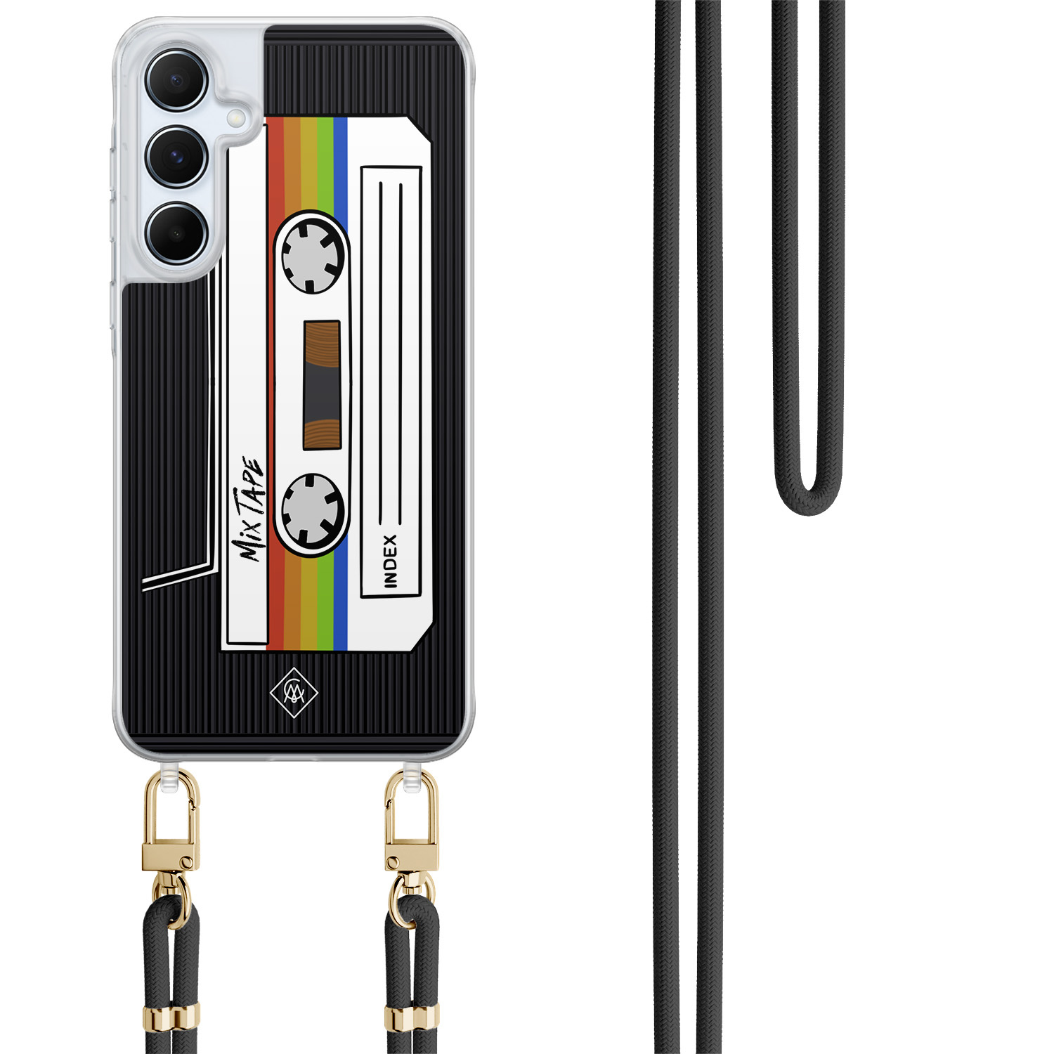 Samsung Galaxy A55 hoesje met zwart koord Cassette mixtape