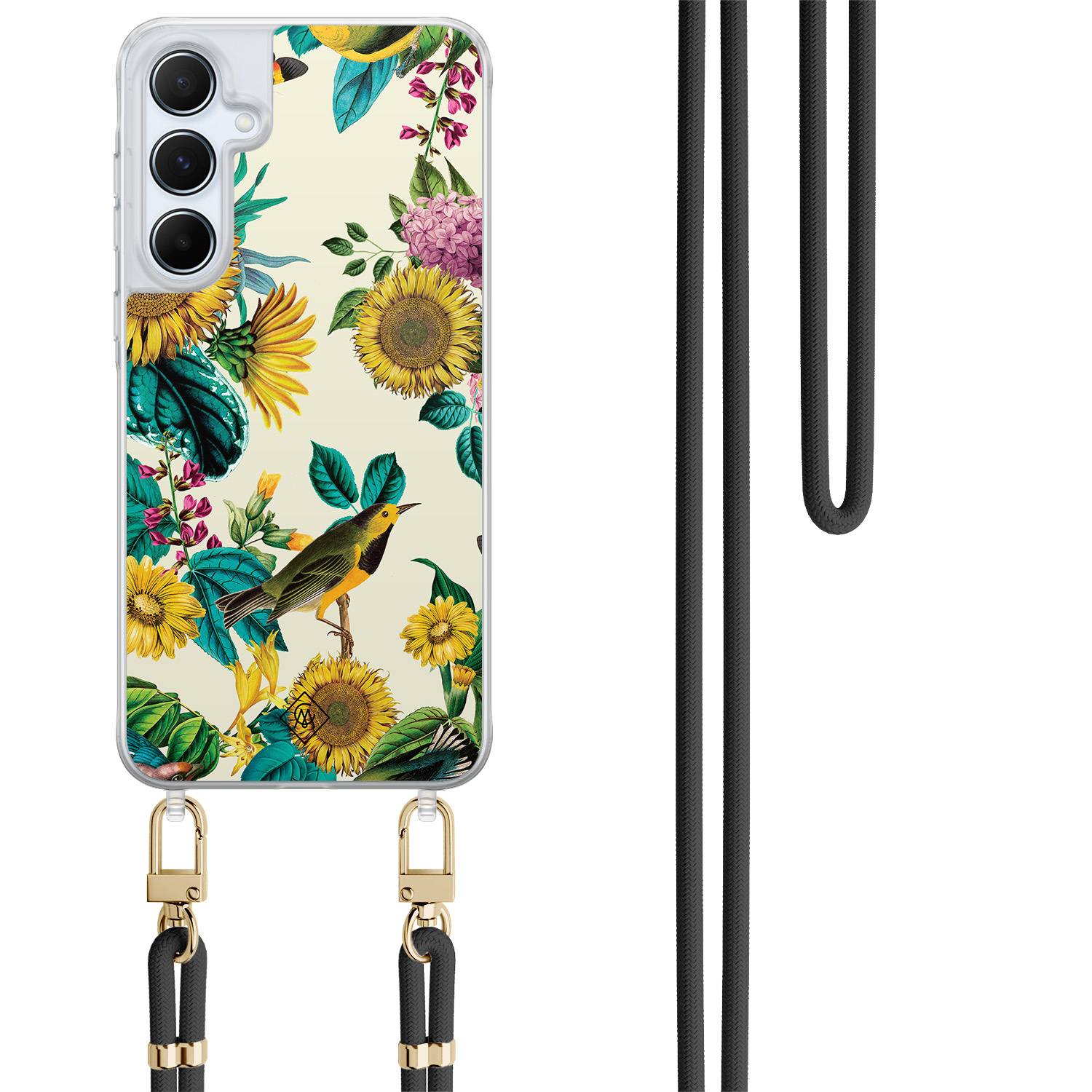 Samsung Galaxy A55 hoesje met zwart koord - Sunflowers