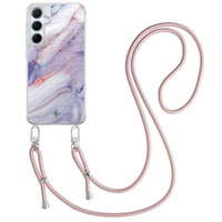 Casimoda Samsung Galaxy A55 hoesje met rosegoud koord - Marmer paars