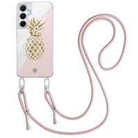 Casimoda Samsung Galaxy A55 hoesje met rosegoud koord - Ananas