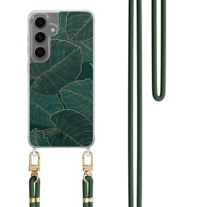 Casimoda Samsung Galaxy S24 hoesje met groen koord - Monstera leaves