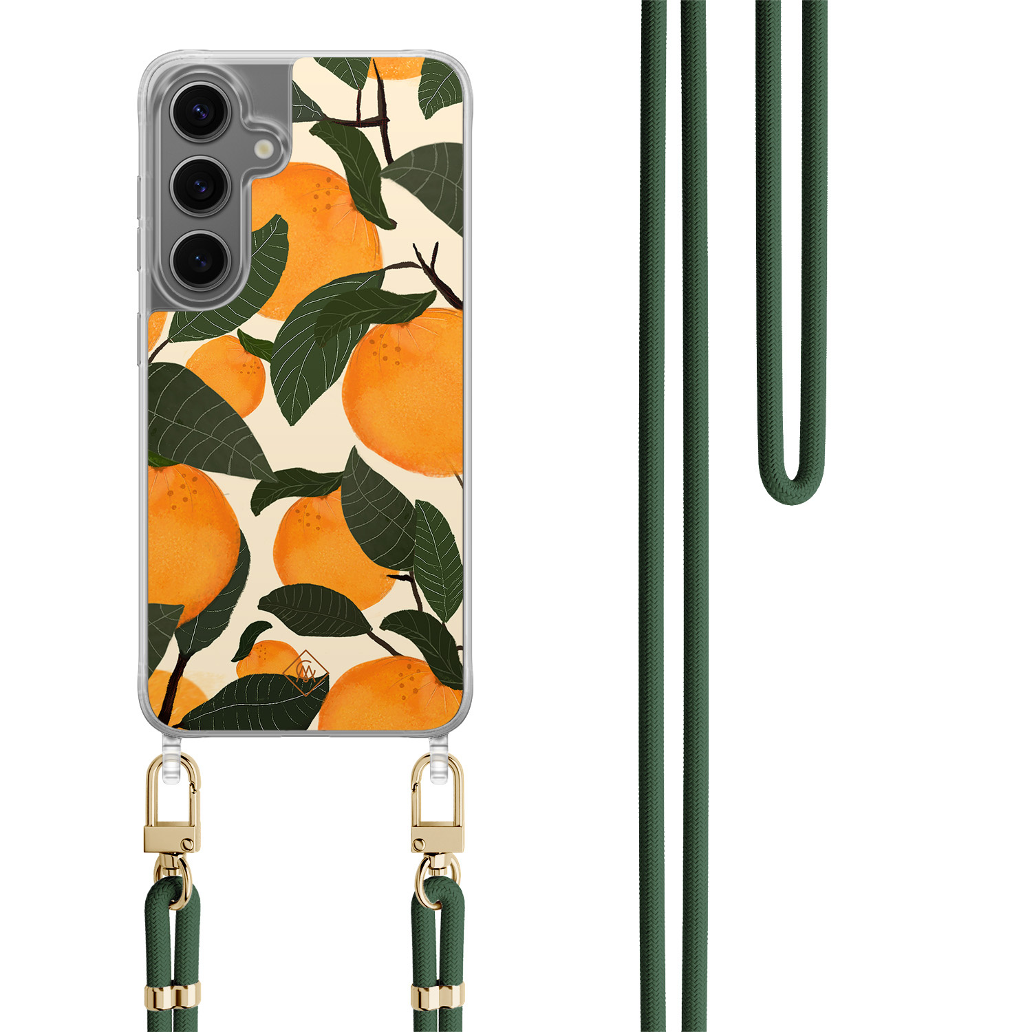 Samsung Galaxy S24 hoesje met groen koord Orange garden