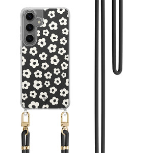 Casimoda Samsung Galaxy S24 hoesje met zwart koord - Retro bloempjes