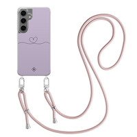Casimoda Samsung Galaxy S24 hoesje met rosegoud koord - Hart lila