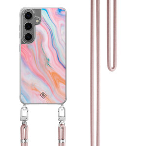 Casimoda Samsung Galaxy S24 hoesje met rosegoud koord - Pink glam