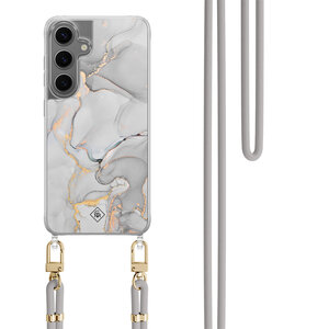 Casimoda Samsung Galaxy S24 hoesje met grijs koord - Marmer grijs
