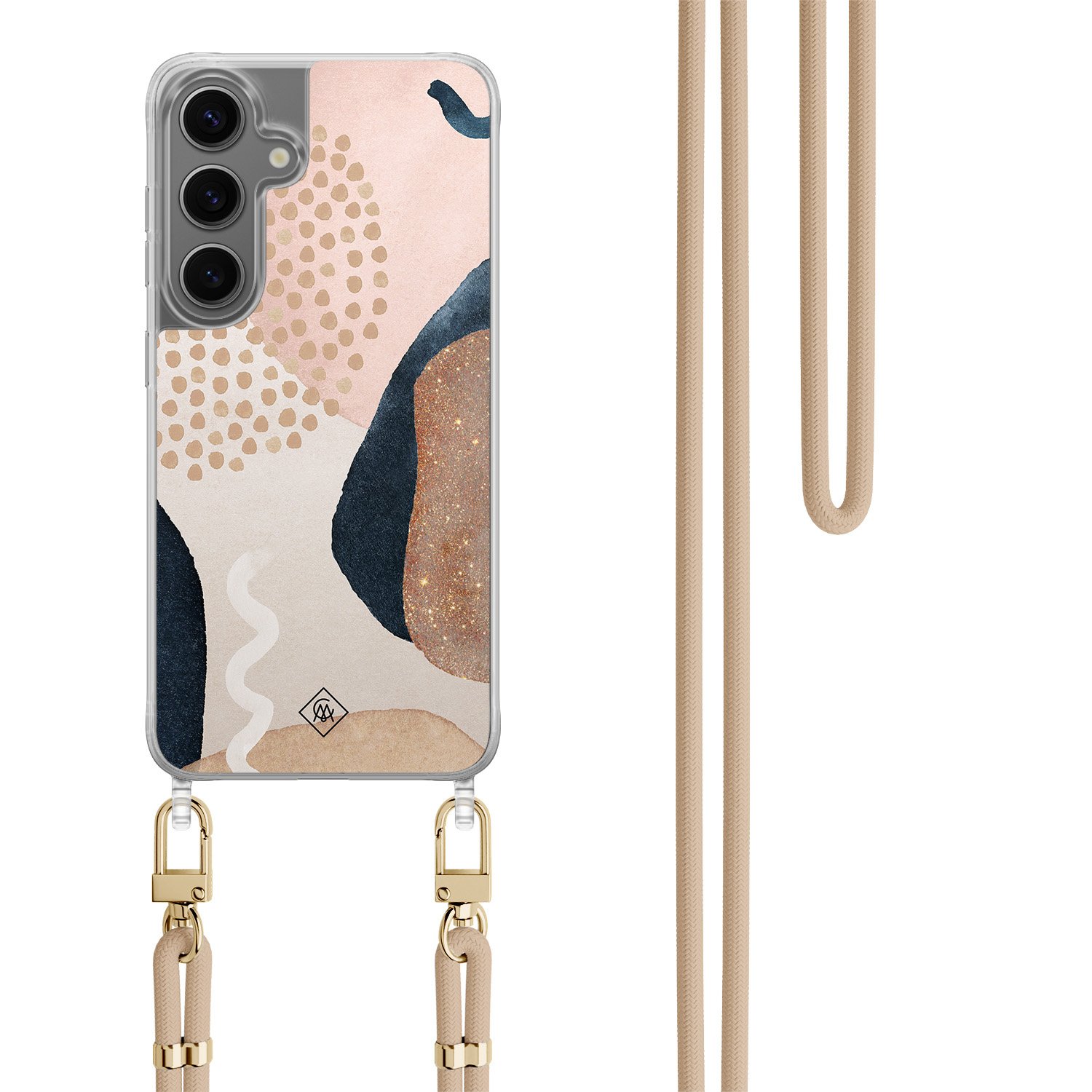 Samsung Galaxy S24 hoesje met beige koord - Abstract dots