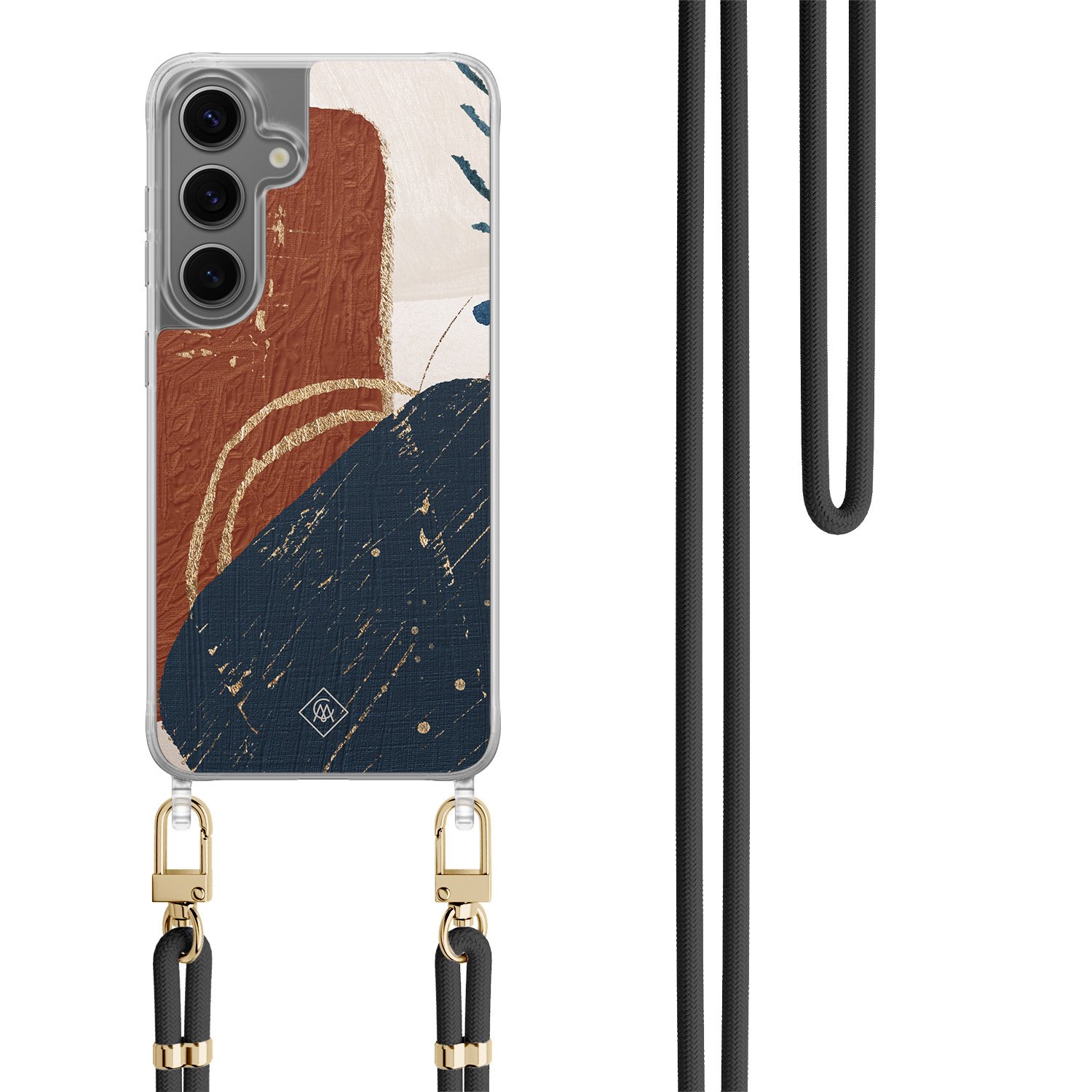 Samsung Galaxy S24 hoesje met zwart koord - Abstract terracotta