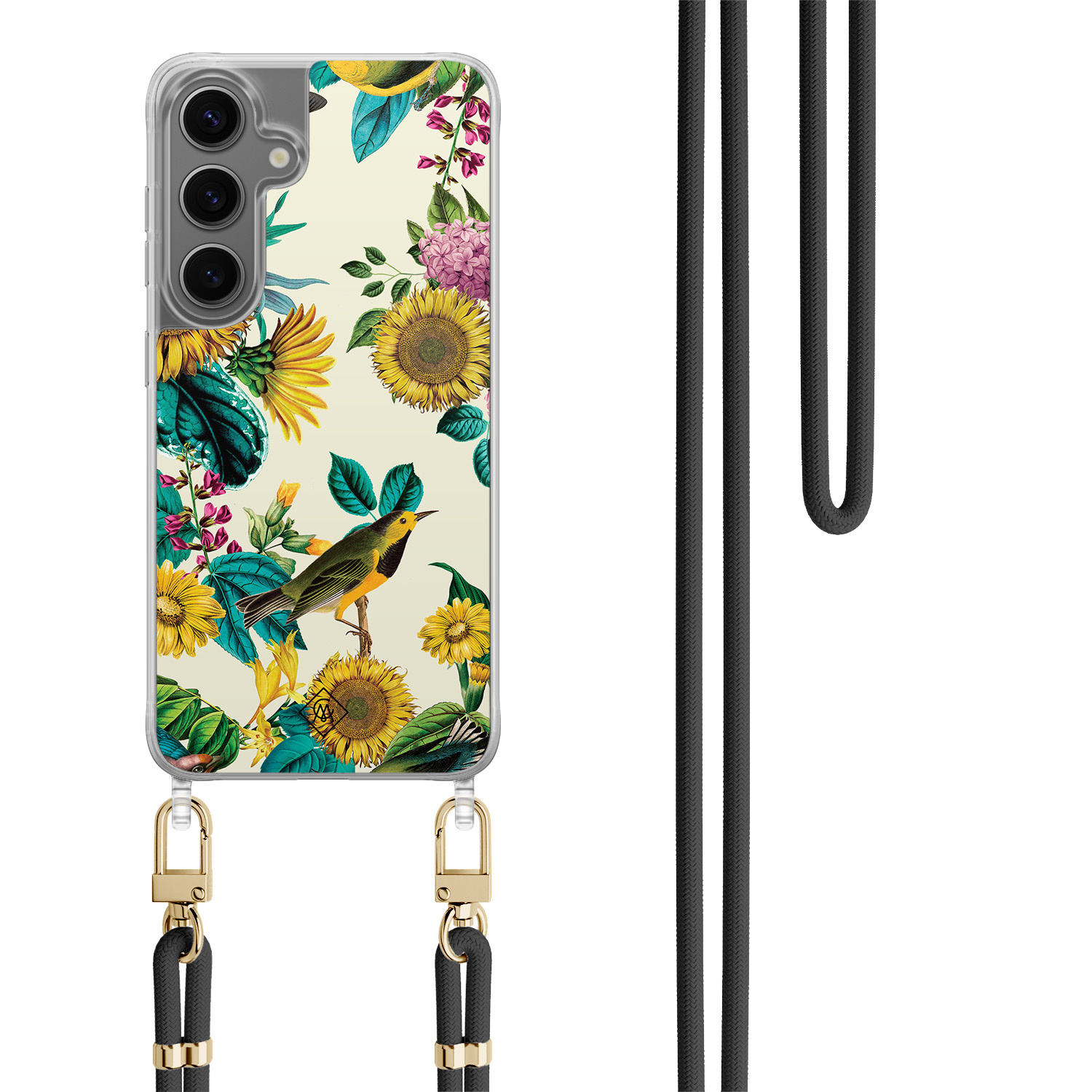 Samsung Galaxy S24 hoesje met zwart koord Sunflowers