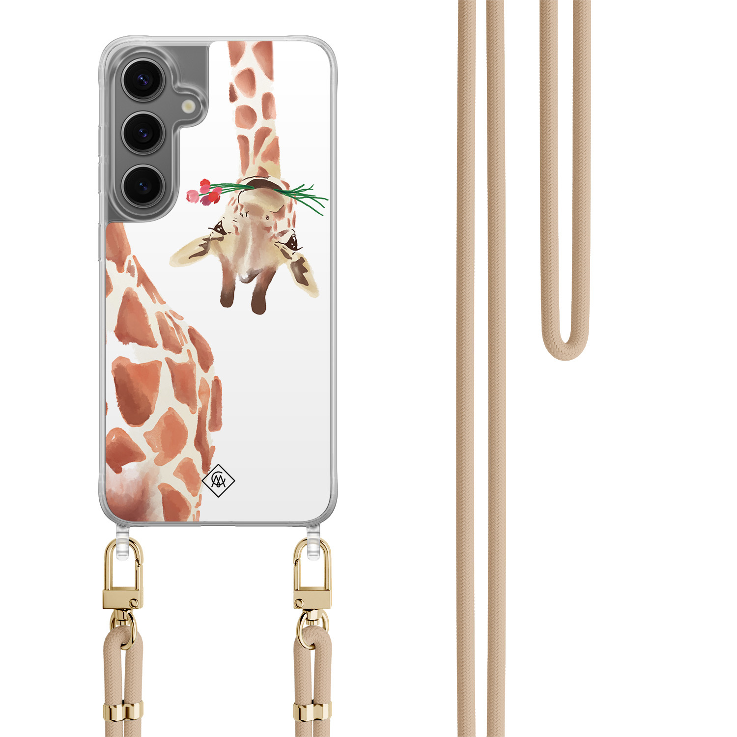 Samsung Galaxy S24 hoesje met beige koord Giraffe