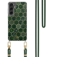 Casimoda Samsung Galaxy S23 FE hoesje met groen koord - Kubus groen