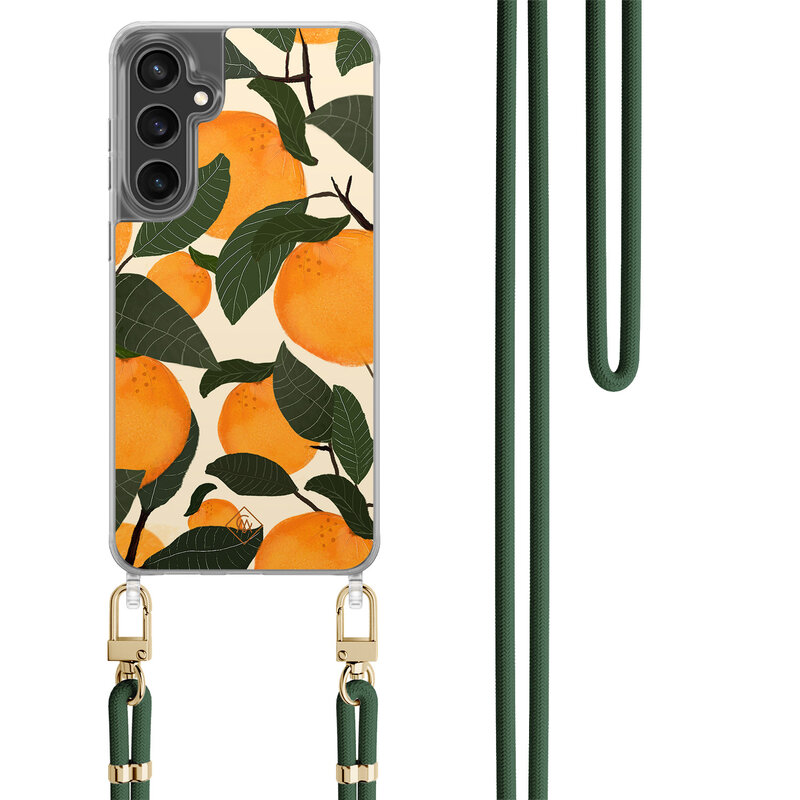 Casimoda Samsung Galaxy S23 FE hoesje met groen koord - Orange garden