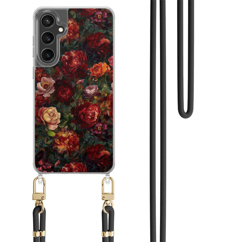 Casimoda Samsung Galaxy S23 FE hoesje met zwart koord - Floral garden