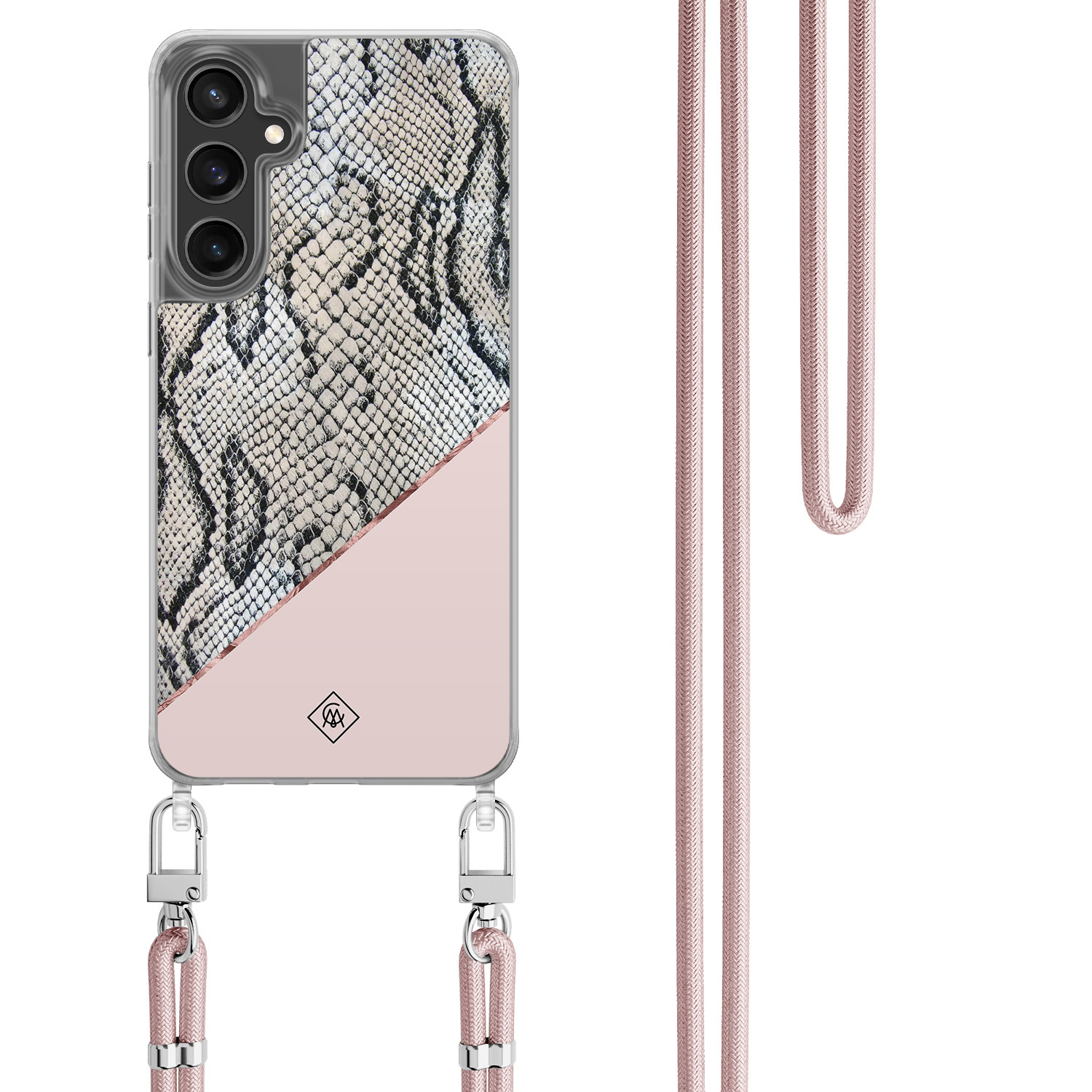 Samsung Galaxy S23 FE hoesje met rosegoud koord Snake print