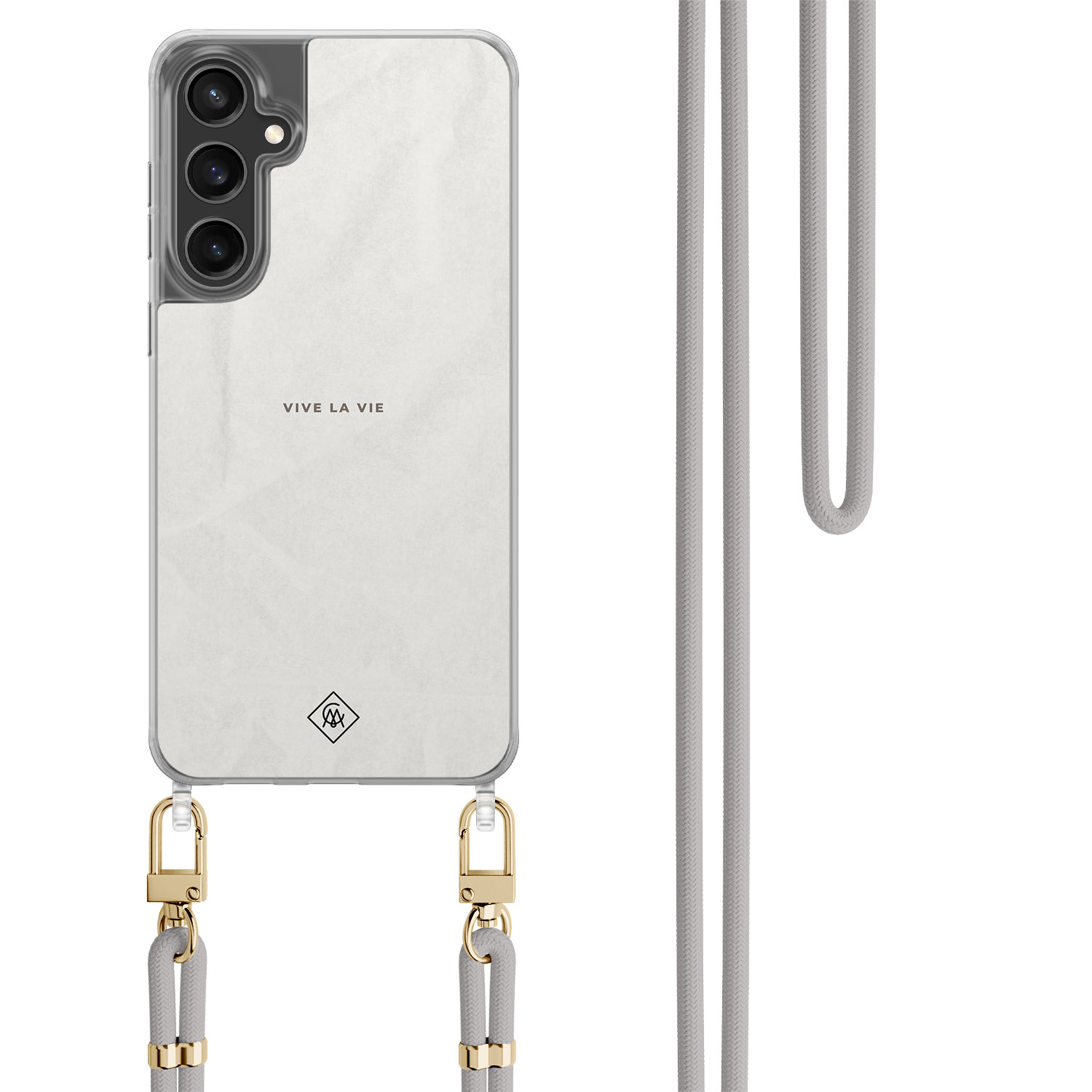 Samsung Galaxy S23 FE hoesje met grijs koord Vive la vie