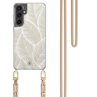 Casimoda Samsung Galaxy S23 FE hoesje met beige koord - Palm leaves beige