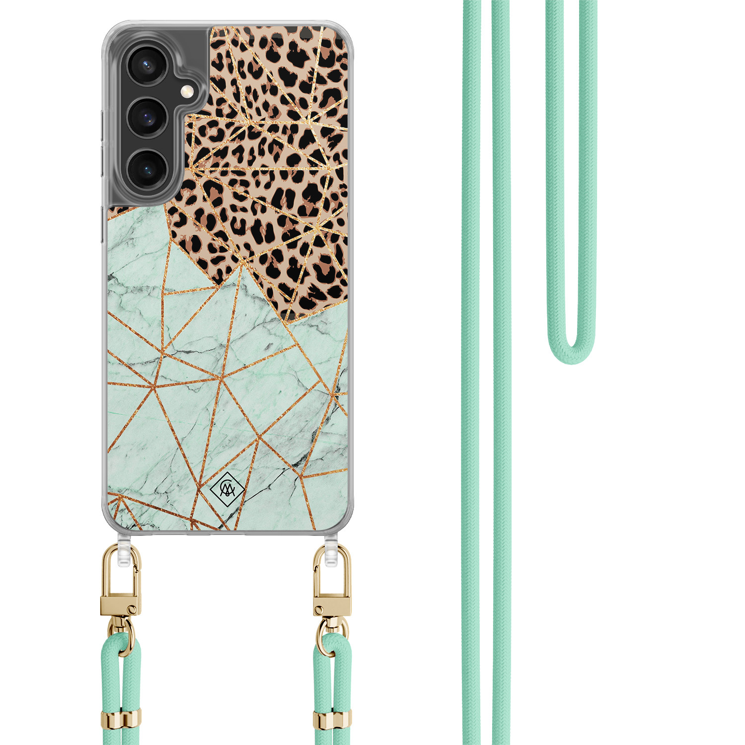 Samsung Galaxy S23 FE hoesje met mint koord Luipaard marmer mint