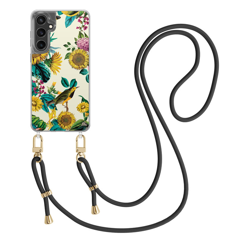 Casimoda Samsung Galaxy S23 FE hoesje met zwart koord - Sunflowers