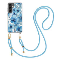 Casimoda Samsung Galaxy S23 FE hoesje met blauw koord - Indigo gardens