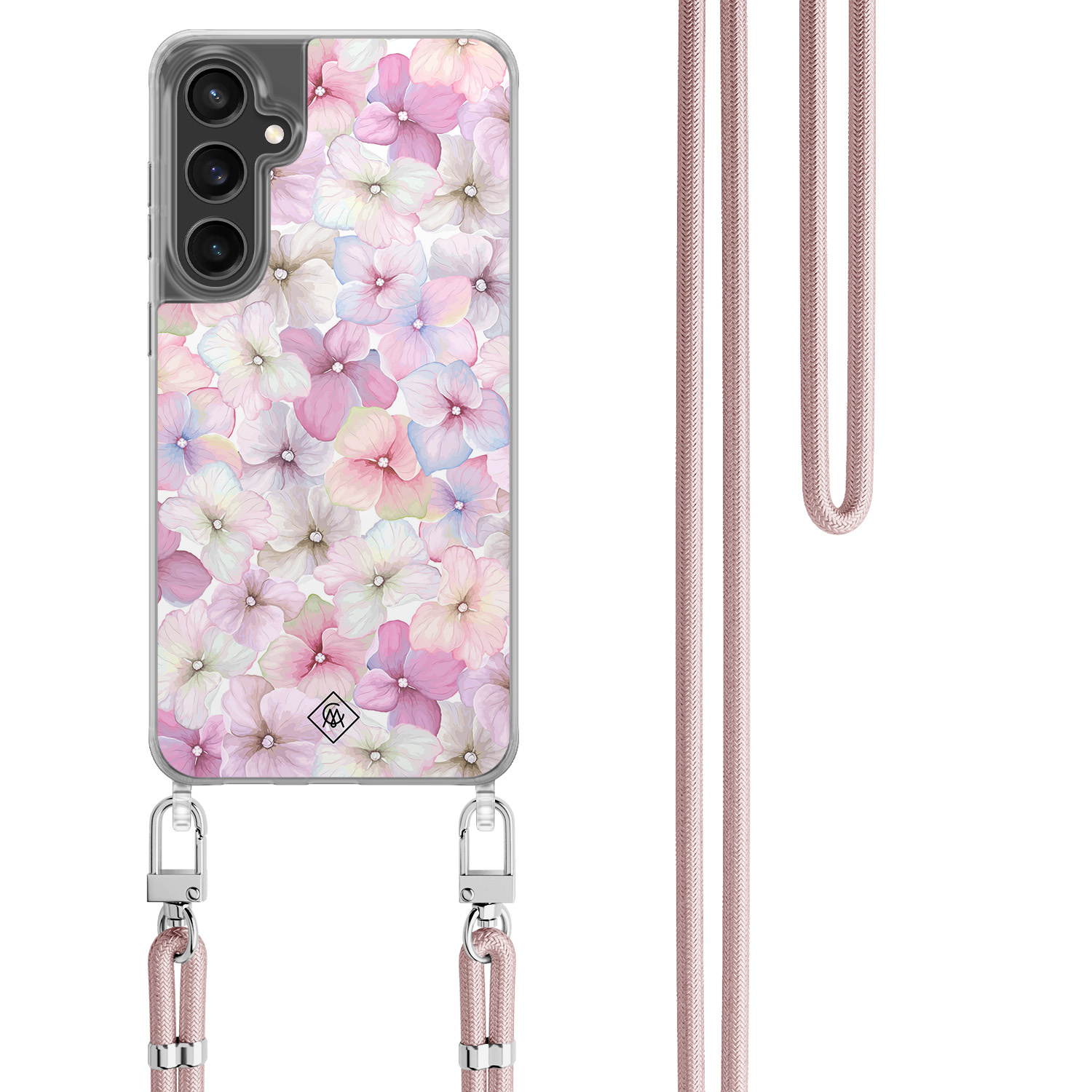 Samsung Galaxy S23 FE hoesje met rosegoud koord - Hortensia