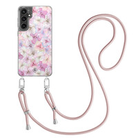 Casimoda Samsung Galaxy S23 FE hoesje met rosegoud koord - Hortensia