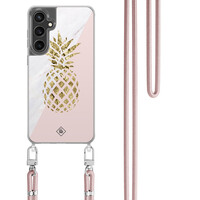 Casimoda Samsung Galaxy S23 FE hoesje met rosegoud koord - Ananas