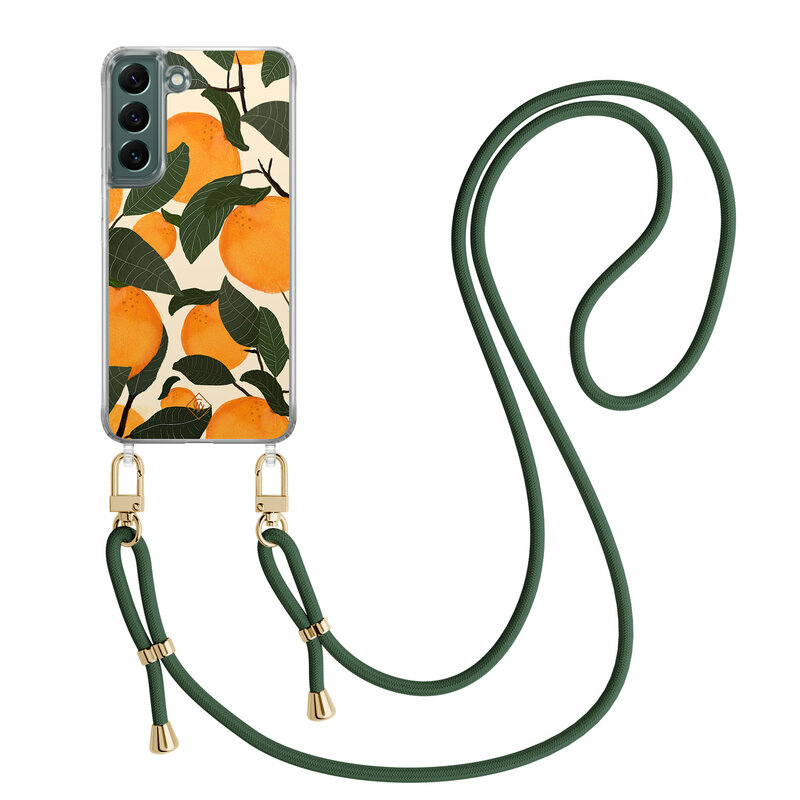 Casimoda Samsung Galaxy S22 hoesje met groen koord - Orange garden